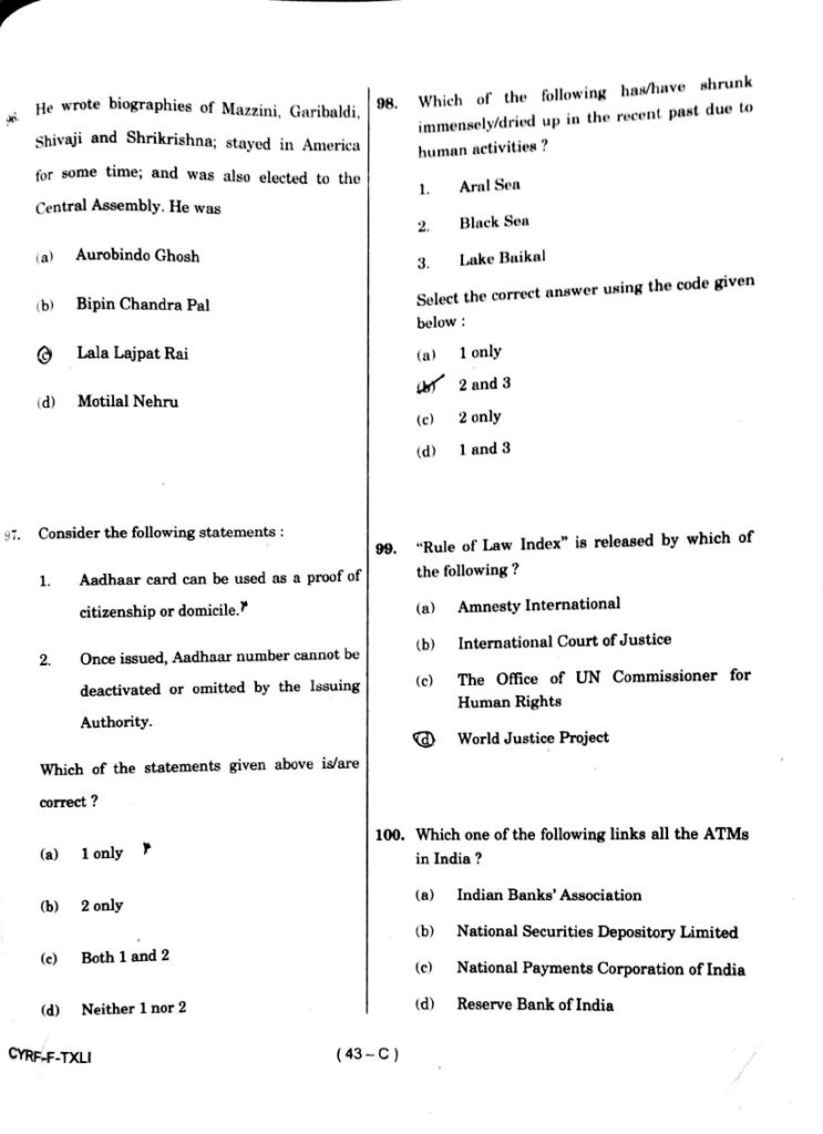 UPSC Civil Services (Preliminary) Examination 2018 Question Paper ...